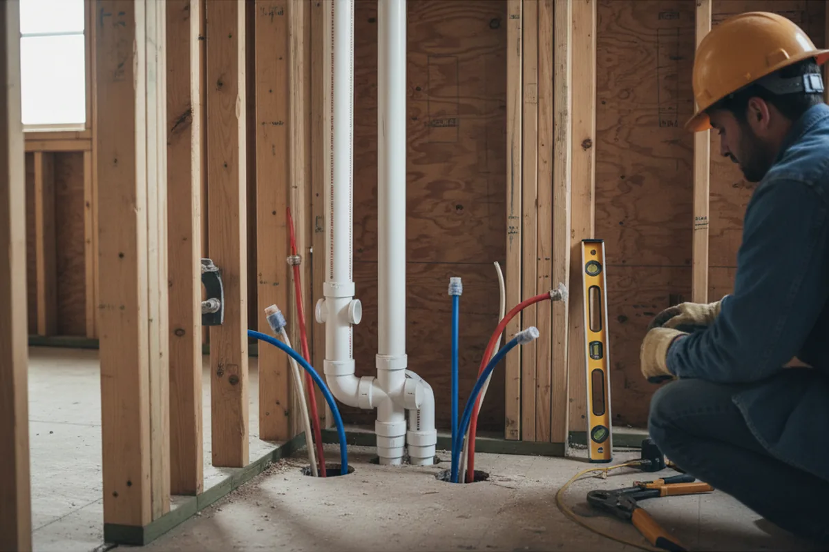 Drain and supply rough-in during Toilet Repair and Installation in Preston